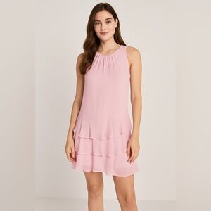 Express Pastel Pink Tiered Ruffle Cocktail Dress Sleeveless Women’s Small